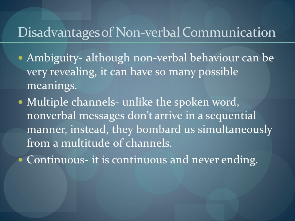 Advantages and disadvantages of nonverbal communication